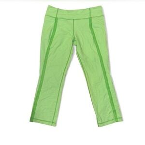 Lululemon Green White Gingham Cropped Leggings Women Athleisure Activewear
